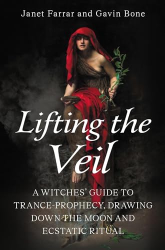 Book cover: woman in red shawl holding greenery, title “Lifting the Veil”.