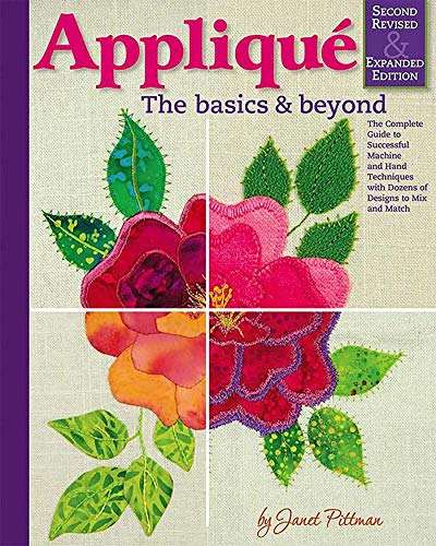 Book cover featuring colorful floral appliqué designs and title “Appliqué.”