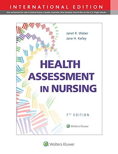 Book cover: "Health Assessment in Nursing," 7th edition, with colorful abstract design.