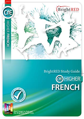 Bright Red study guide cover for CfE Higher French, with abstract design.