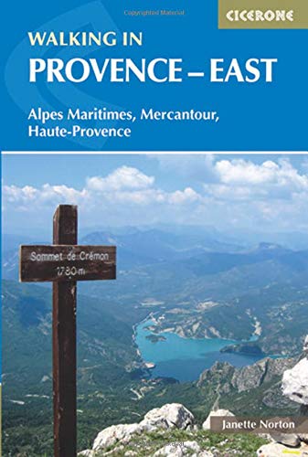 Book cover: "Walking in Provence - East" with mountain landscape.
