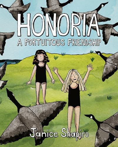 Book cover: two girls with outstretched arms, surrounded by geese.