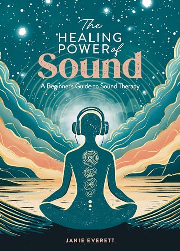 Book cover illustration of a person meditating in headphones against a starry, swirling background.