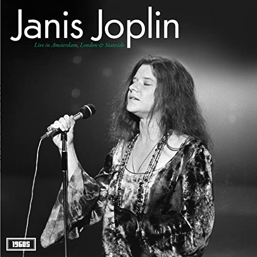 Black and white album cover of Janis Joplin singing into a microphone.