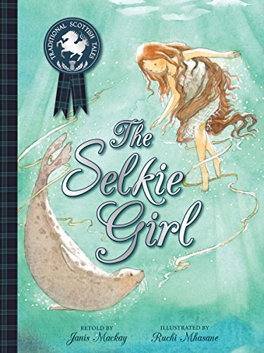 Watercolor illustration of a girl with long hair swimming alongside a seal underwater.