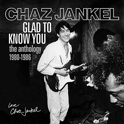 Black and white album cover featuring Chaz Jankel playing an electric guitar.