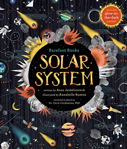 Book cover titled Solar System featuring space illustrations of planets, stars, and an astronaut.