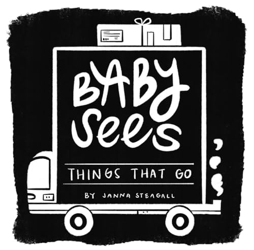 Black and white illustration of a truck carrying a gift-wrapped box.