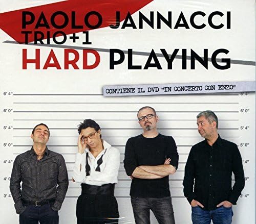 CD cover for Paolo Jannacci’s “Hard Playing” featuring four men in front of a height chart.