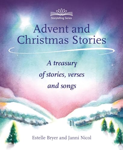 Book cover: "Advent and Christmas Stories" with winter landscape.