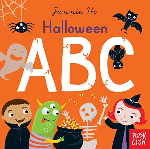 Halloween ABC book cover with spooky characters and large letters.