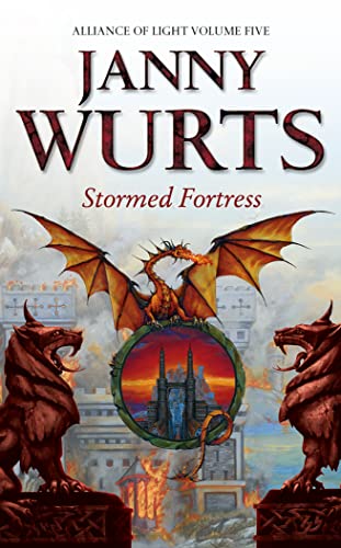 Fantasy book cover featuring a dragon, griffins, and a fortress scene.