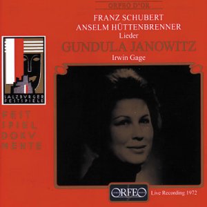 CD cover featuring a portrait of singer Gundula Janowitz and abstract art.