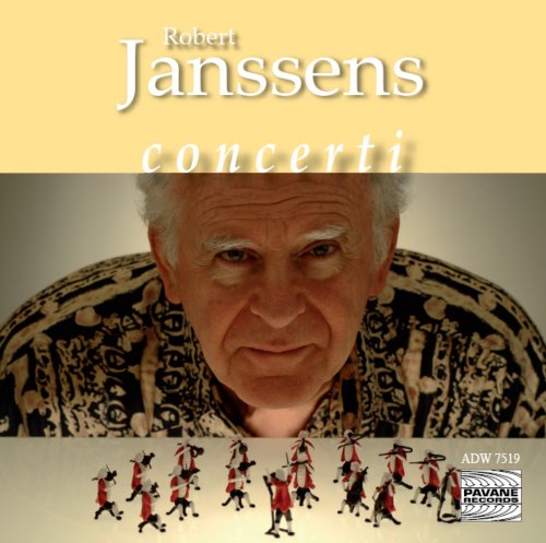 CD cover featuring portrait of composer Robert Janssens and abstract art.
