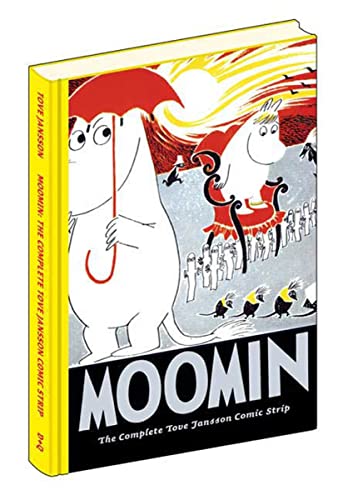 Book cover featuring Moomin characters in a whimsical, illustrated scene.
