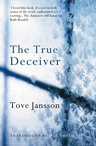 Book cover, “The True Deceiver” by Tove Jansson, with frosty window scene.