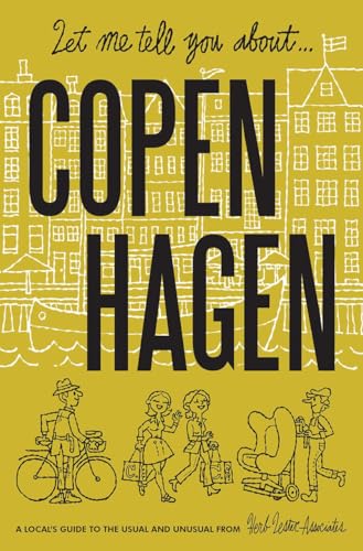 Book cover: "Let Me Tell You About Copenhagen" with illustrated city scene.