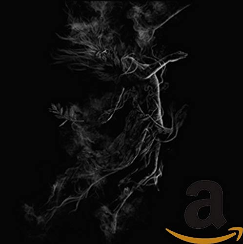A black-and-white image of smoke forming a figure on a black background.