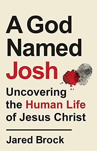 Book cover: "A God Named Josh" with a fingerprint and red splatter.