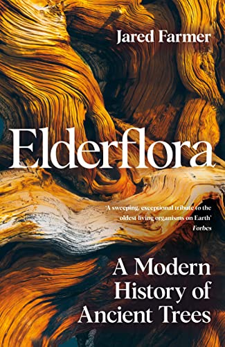 Book cover: "Elderflora" with swirling, textured tree bark background.