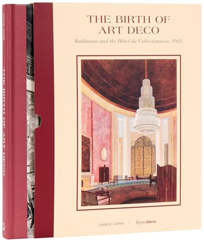 Red book cover featuring Art Deco interior with a chandelier.