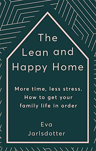 Book cover with a house-shaped frame and pink text, “The Lean and Happy Home.”