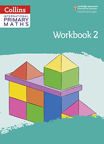 Cover of Collins International Primary Maths Workbook 2 featuring a colorful geometric block structure.