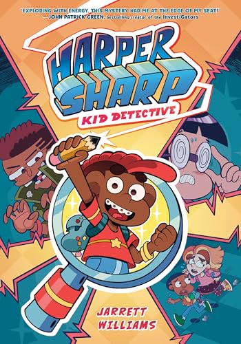 Graphic novel cover featuring three cartoon children and a magnifying glass.