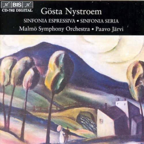 CD cover with abstract landscape painting of trees and buildings.
