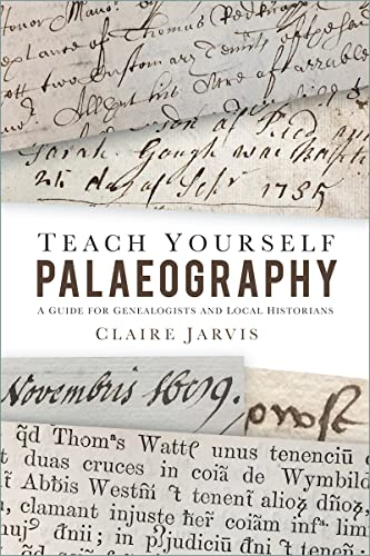 Book cover: "Teach Yourself Palaeography" with historical handwriting examples.