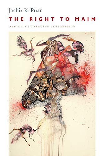 Book cover featuring abstract, surreal artwork of fragmented figures and red splatters on white.