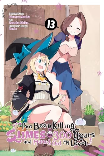 Book cover: two anime girls, volume 13 of “I’ve Been Killing Slimes.”