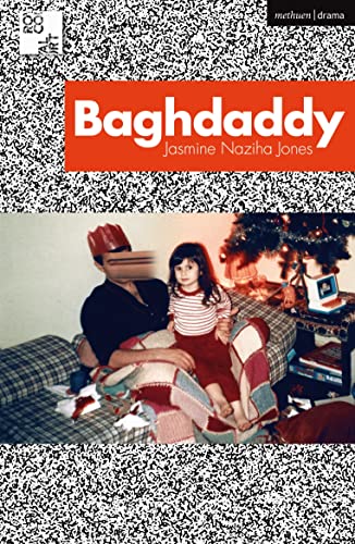 Play script cover with a blurred face and a child in red.