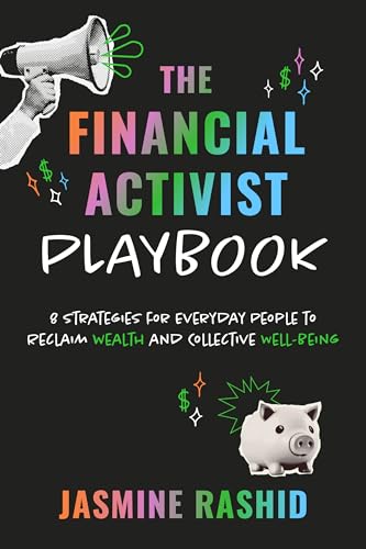 Book cover with megaphone, money symbols, and a piggy bank illustration.