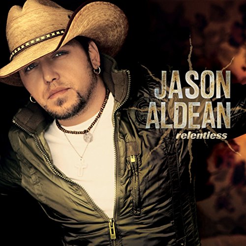 Jason Aldean album cover, "Relentless," featuring a portrait of the artist.