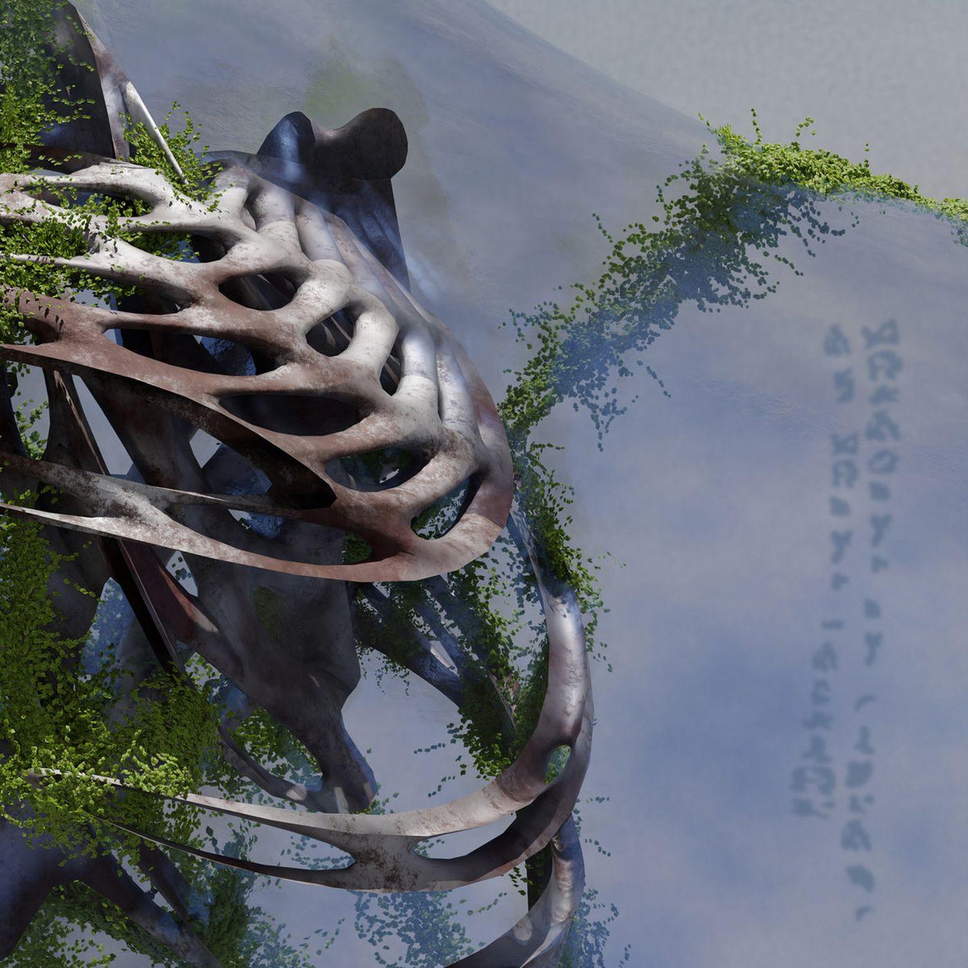 Album cover with abstract, skeletal tree against a blue and green sky.