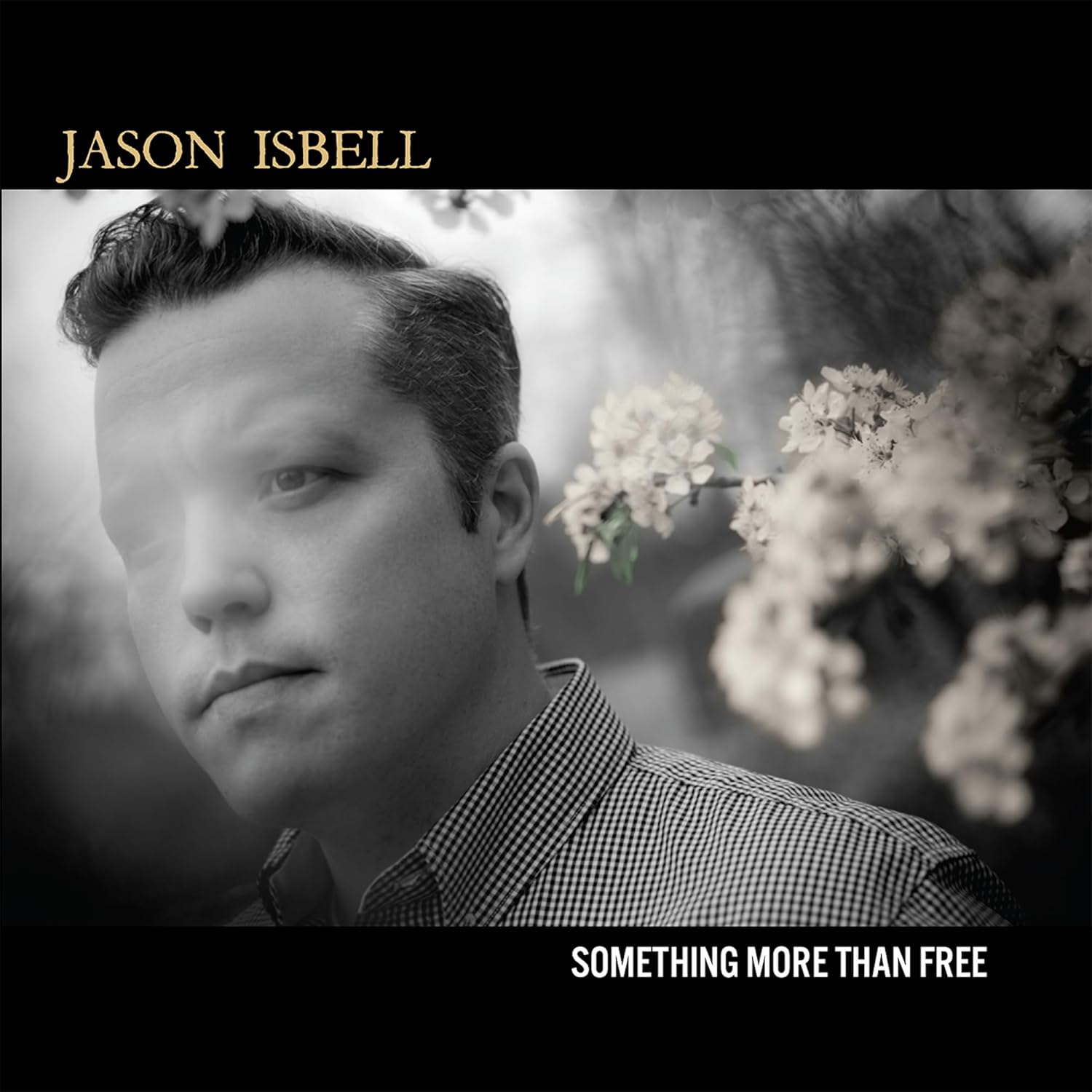 Black and white portrait of Jason Isbell beside flowering branches with album text.