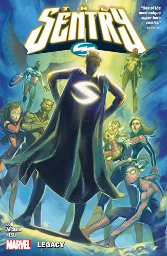 Comic book cover featuring Sentry with other Marvel superheroes in background.