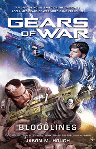 Book cover for "Gears of War: Bloodlines" featuring soldiers with weapons.