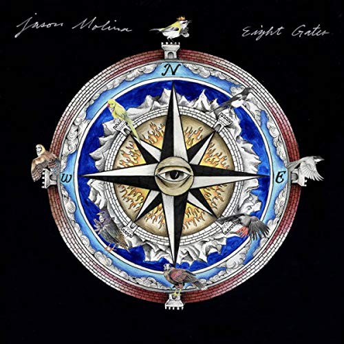 Jason Molina’s “Eight Gates” vinyl cover: compass rose with birds and an eye.
