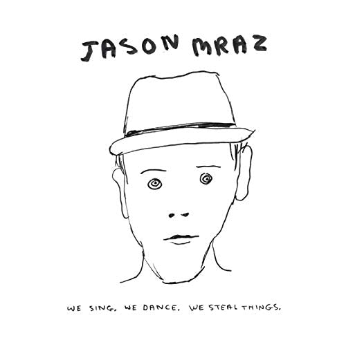 Black and white sketch of a man in a hat, album cover.