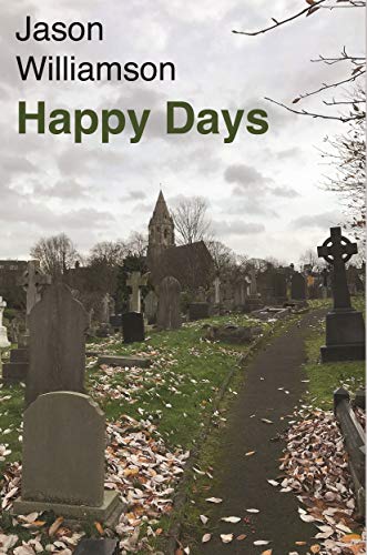 Book cover featuring a graveyard with headstones and a church under a cloudy sky.