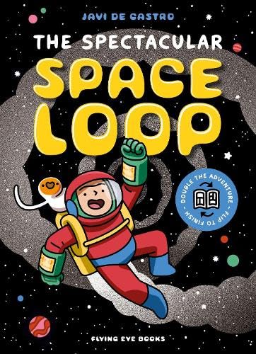 Book cover: astronaut falling into a swirling, dark space loop.
