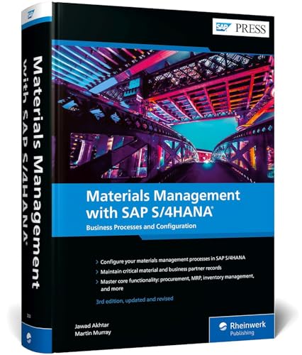 Book cover: "Materials Management with SAP S/4HANA," blue and black design.