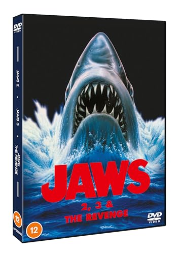 DVD cover art featuring a great white shark emerging from water with red text.