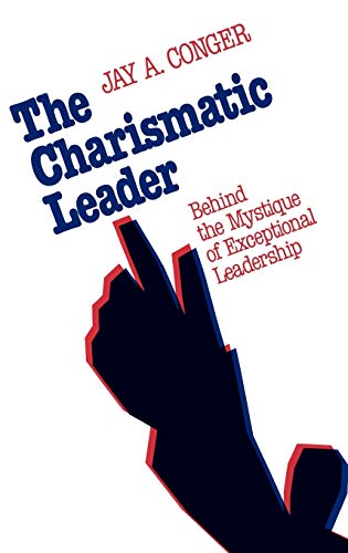Book cover: "The Charismatic Leader" with a hand pointing upwards.