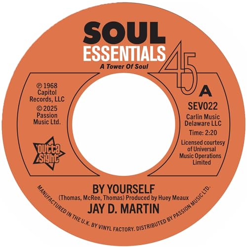 Orange vinyl record label with "Soul Essentials" and artist "Jay D. Martin".