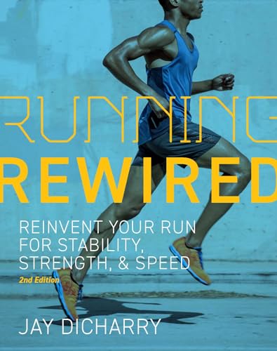 Book cover featuring a runner in motion with bold yellow text on blue background.