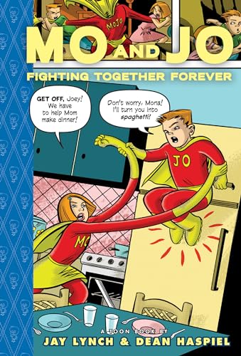 Comic book cover featuring two children dressed as superheroes in a kitchen.