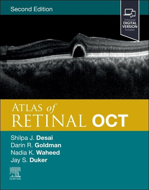 Book cover: “Atlas of Retinal OCT” with a retinal scan image.